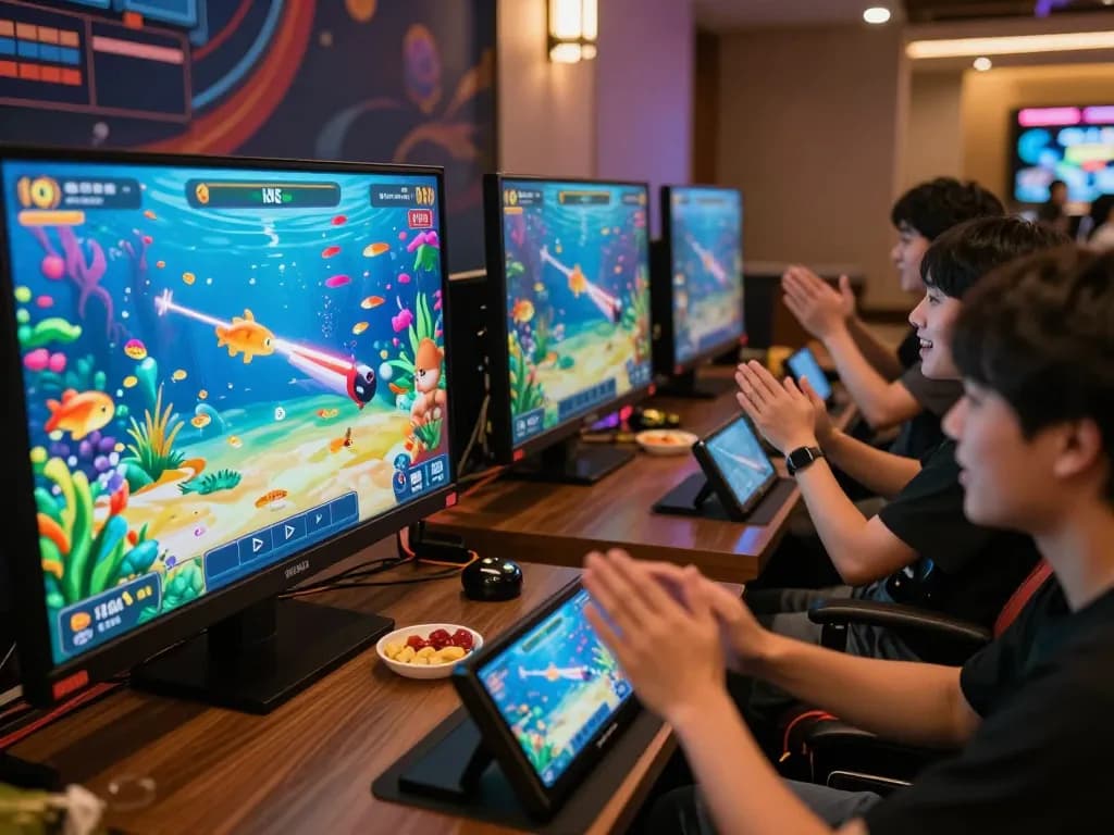 Players enjoying the thrilling fish shooting game at 8K8 online casino, showcasing exciting gameplay and immersive graphics.
