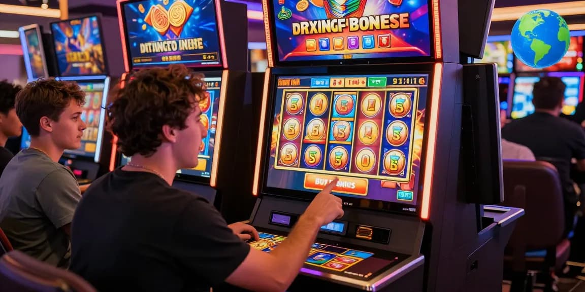Engaged players enjoying bonus buy slots UK at an online casino, highlighting vibrant gaming experience.