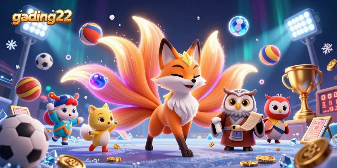 Engage with gading22's colorful spirit scene featuring vibrant orbs and dynamic sports betting elements