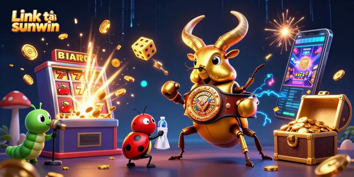 Catch the excitement with Link tải sunwin, featuring vibrant casino elements and dynamic characters in a captivating scene.