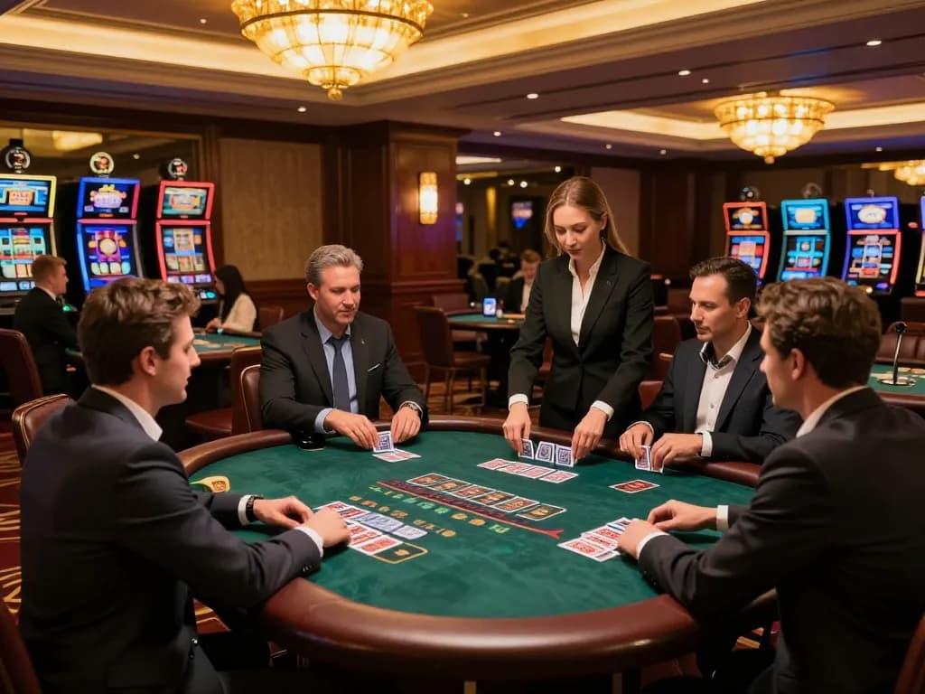 Players engaging in a thrilling blackjack game at Jilipinas casino under warm atmospheric lighting