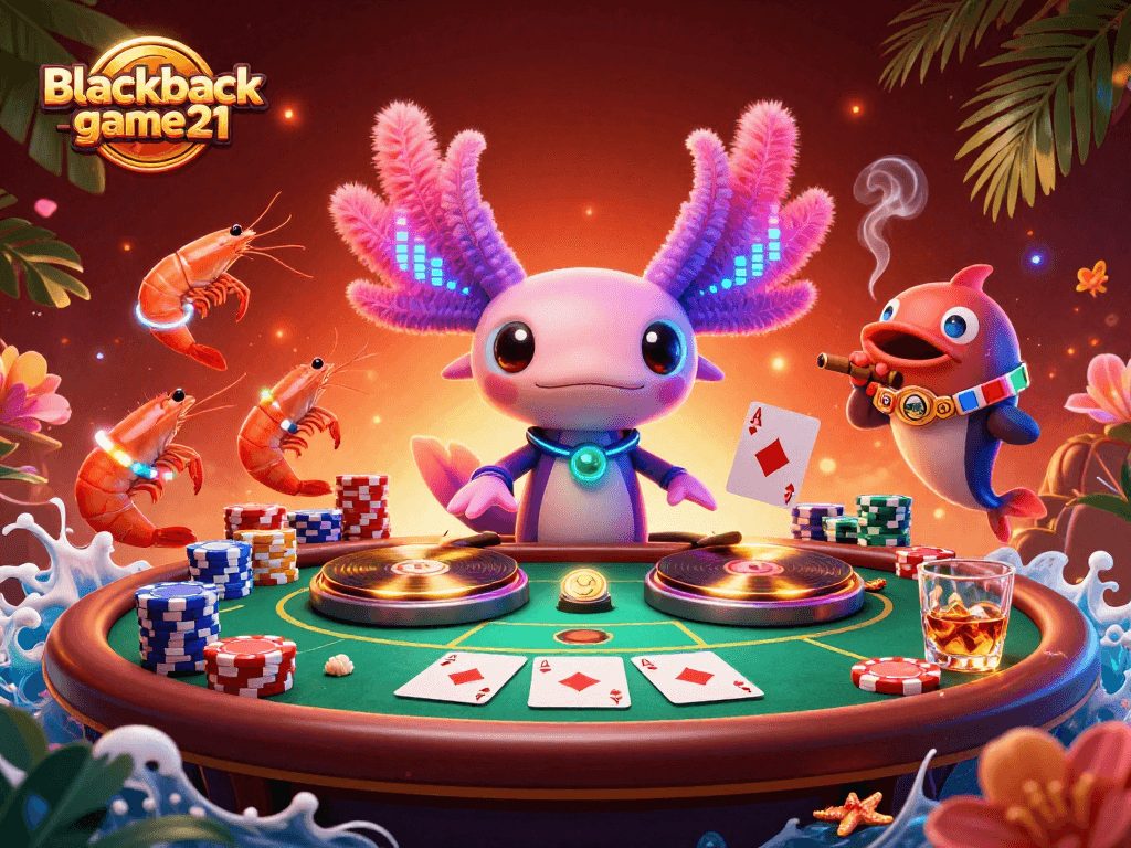 Experience the excitement of blackjack-game21 with vibrant casino action in this dynamic illustration.