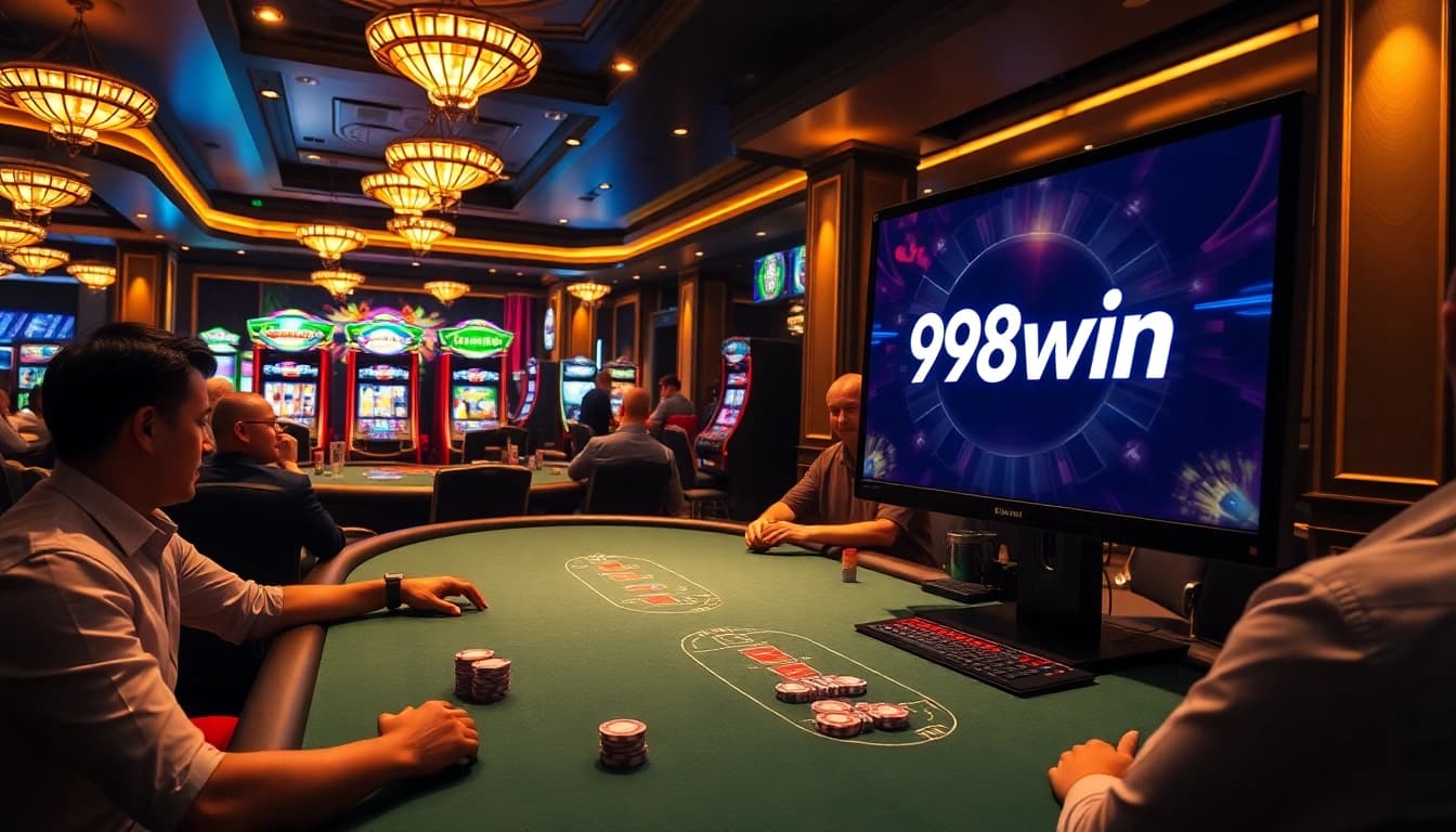 Players enjoying casino games and online gambling at 98win, showcasing thrilling action.
