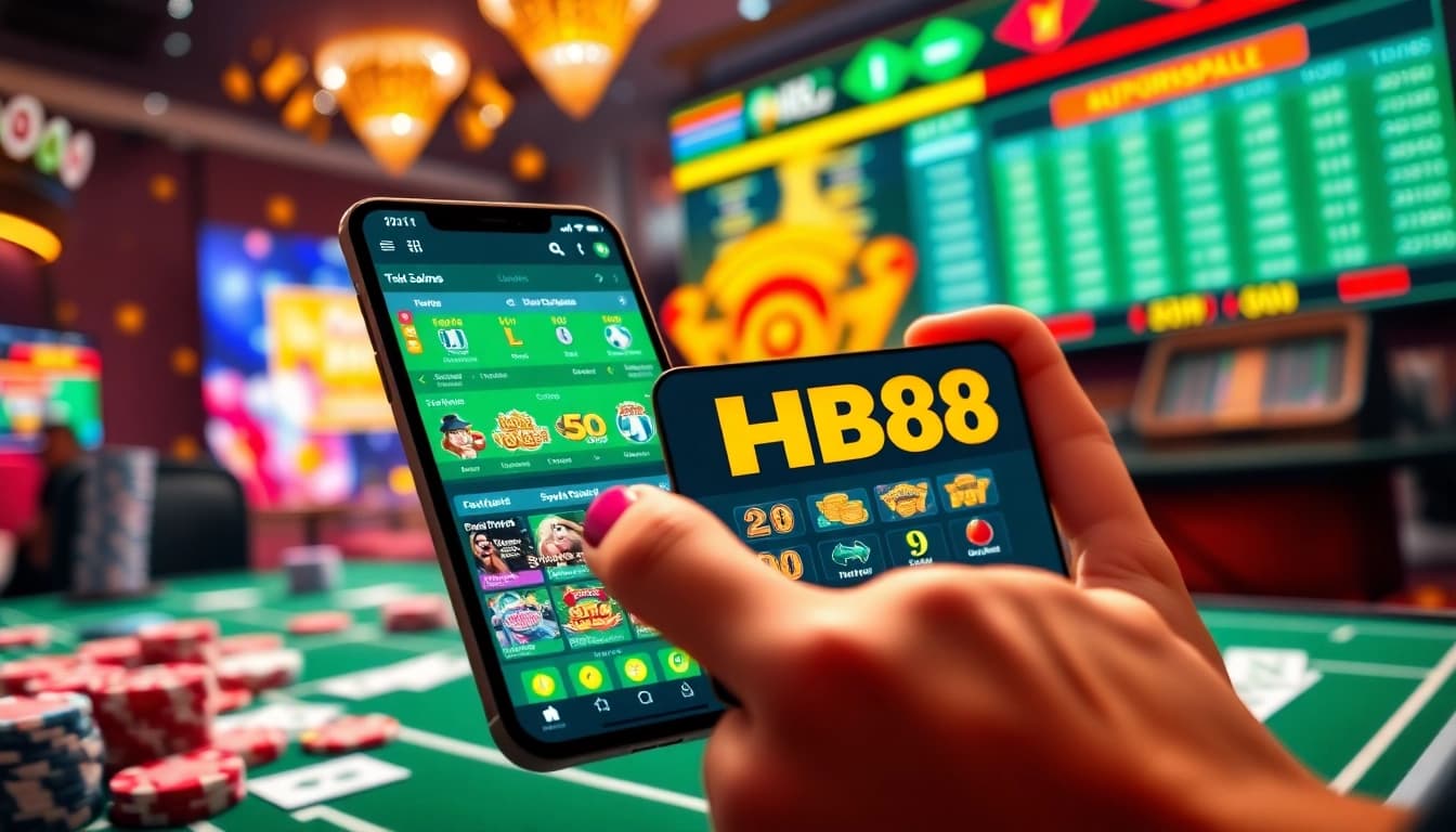HB88 online betting platform showcasing thrilling casino games and vibrant user interface.