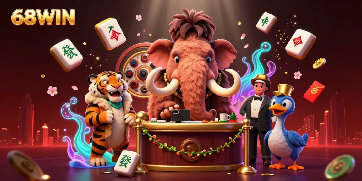 Experience the excitement of 68WIN as the bouncer checks IDs while golden symbols swirl in a vibrant casino.