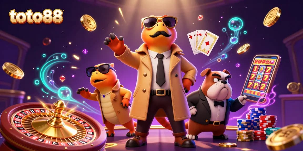 Experience thrilling gameplay at toto88 with cartoon raptors and dazzling casino elements!