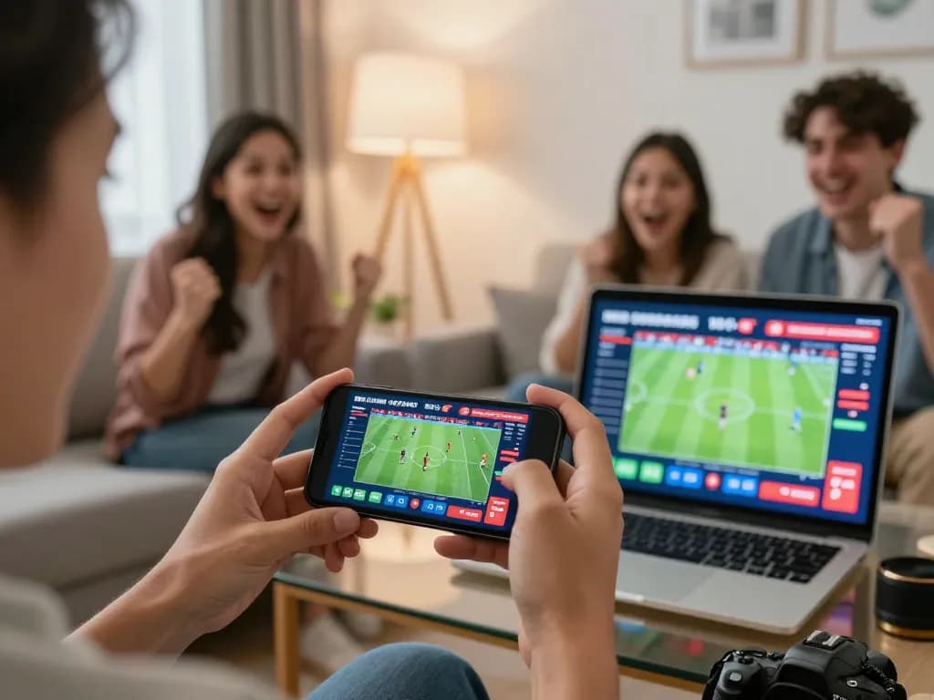 Experience thrilling online betting at nk88 with friends using a smartphone during a live sports event