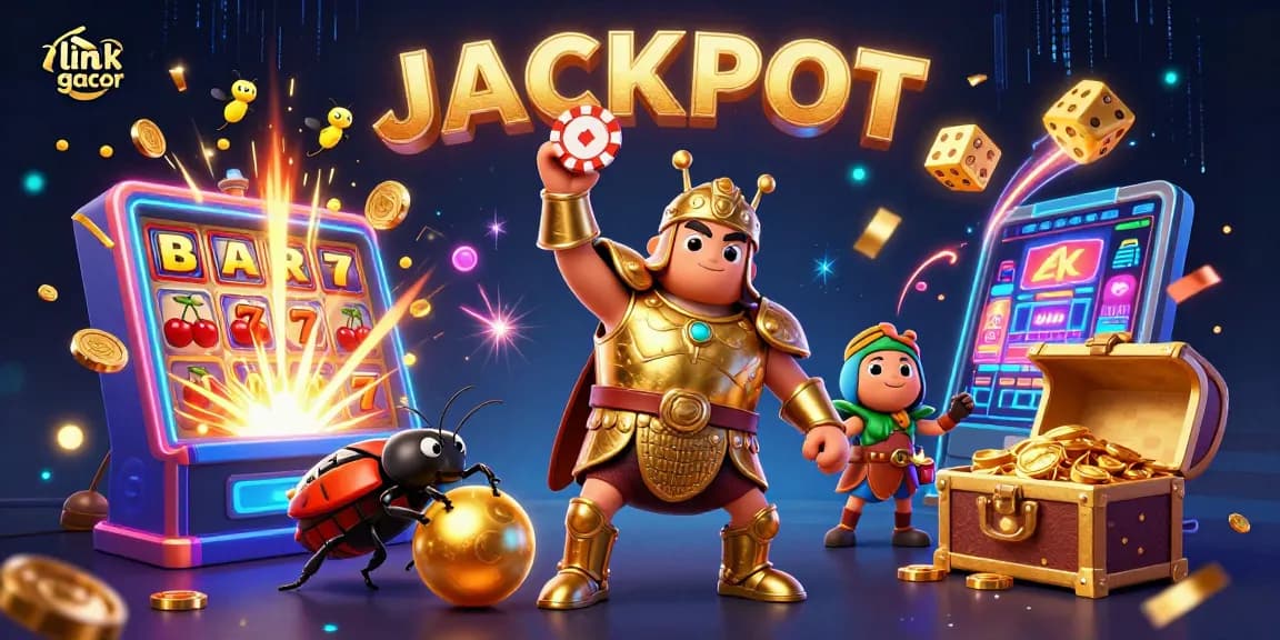 Engage with link gacor to discover dynamic slot games and thrilling jackpots in this vibrant 3D illustration.