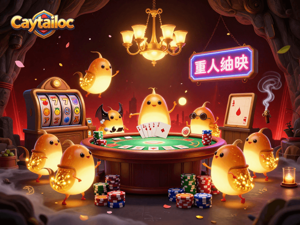 Illuminate the caytailoc experience with golden glowworms lighting up a thrilling cave casino scene.