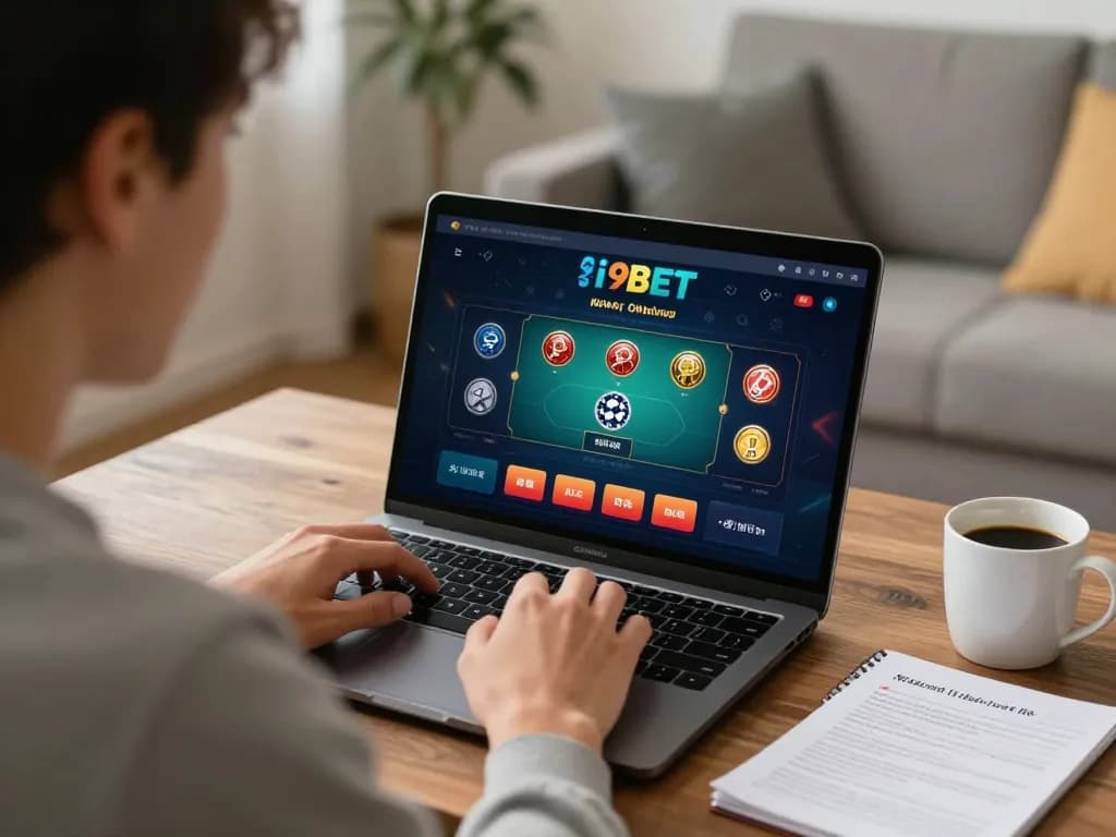 Engaging in online poker at home with i9BET interface visible