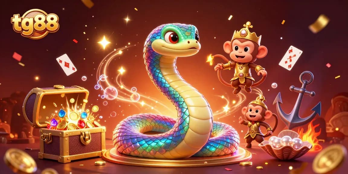 Engage with tg88’s colorful gaming experience featuring a playful monkey king amidst sparkling treasures.