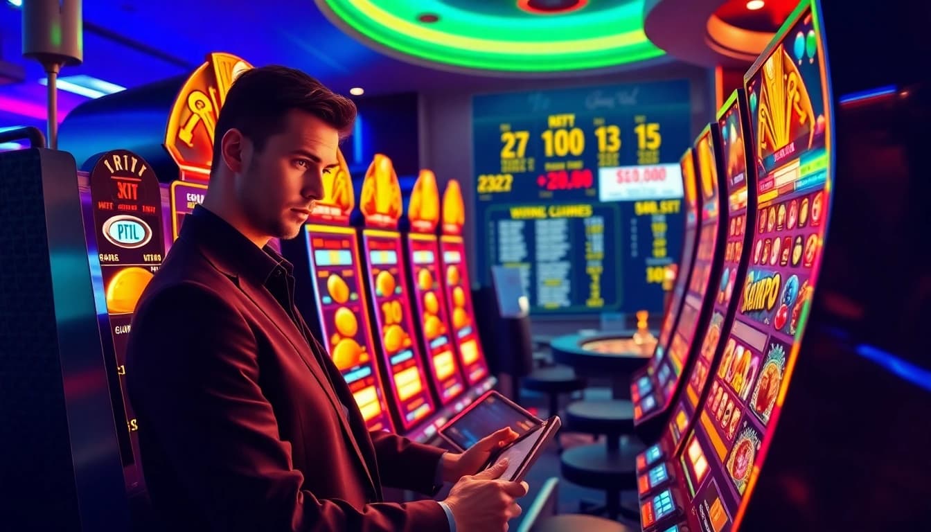 Player strategically spinning game nổ hũ slot machine reels with jackpot symbols and betting chips