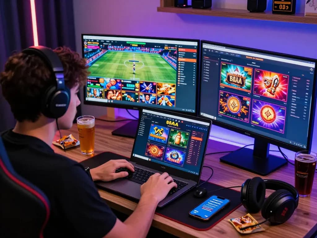 Exciting scene of a user betting on 88AA with dynamic interface and vibrant games in 2026.