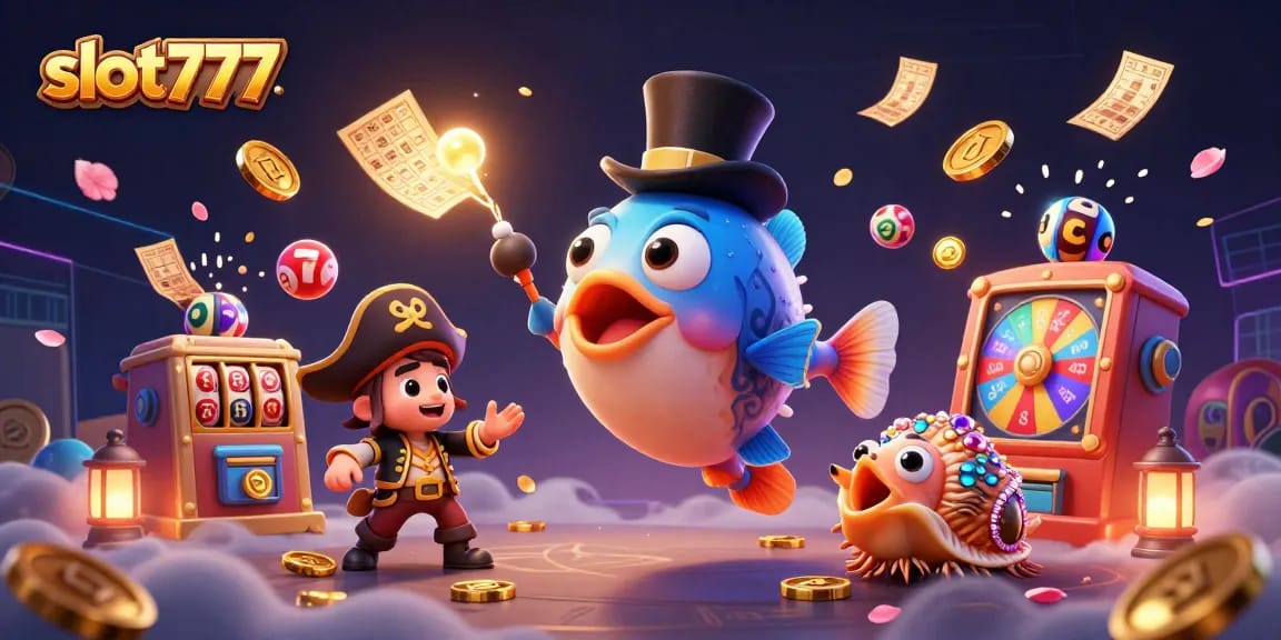 Join the fun of slot777 with vibrant characters and exciting casino elements in this captivating scene.