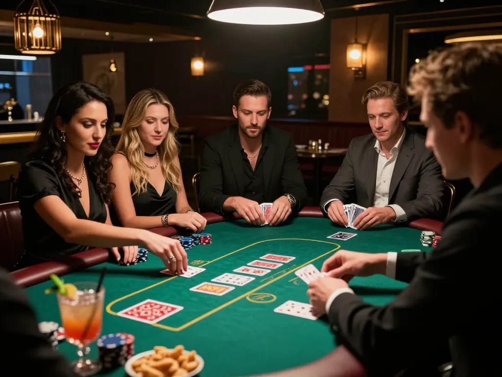 Experience thrilling poker gameplay at 23win, where players strategically bet in a lively casino atmosphere