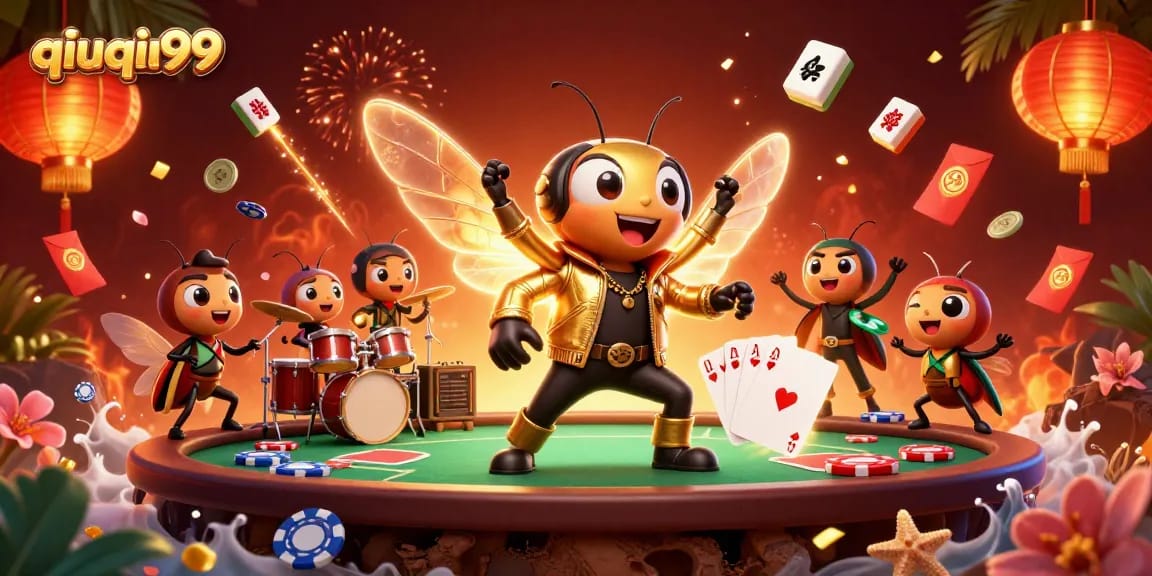 Experience qiuqiu99's thrilling poker action with our vibrant 3D casino scene.