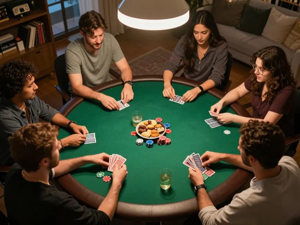 789win players engaging in a friendly poker game night, showcasing dynamic gameplay and social atmosphere.