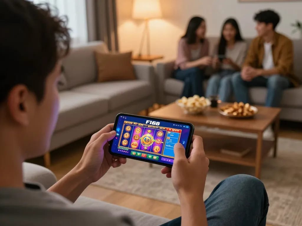 Experience engaging gameplay with the F168 casino app in a vibrant social home environment