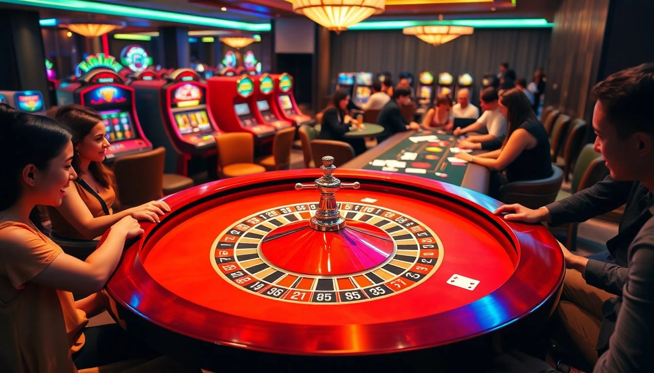 Experience the excitement of NK88 at a luxury casino table with players strategizing their bets.