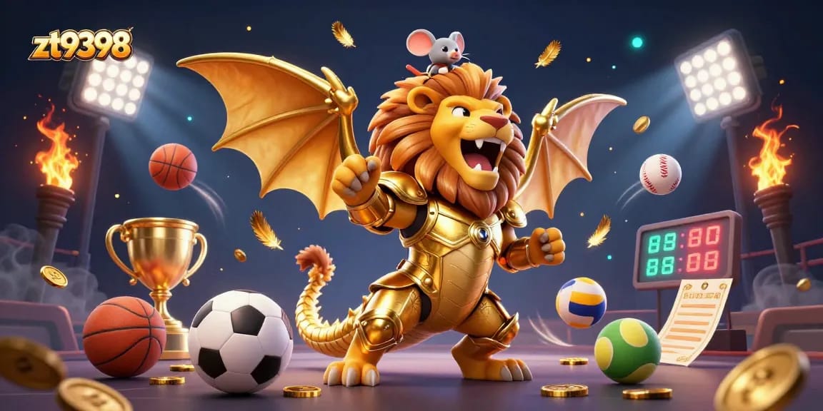Join the thrilling action at zt9398 with a dynamic 3D chimera creature and sports elements!