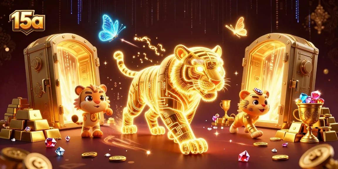 Jogue e ganhe com 15a, explore um cassino digital iluminado por um tigre energético.
