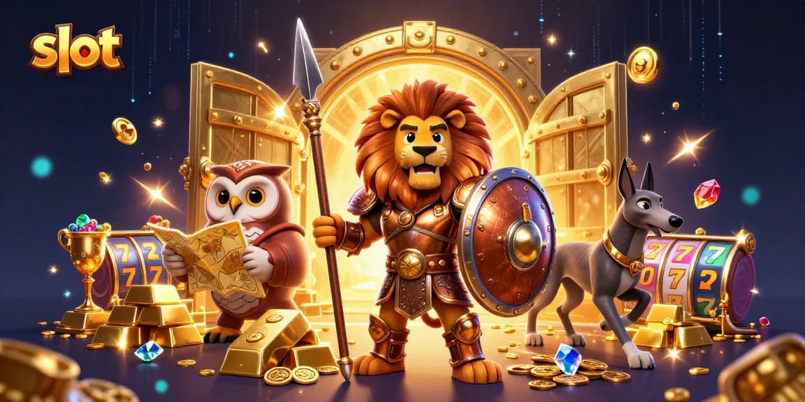 Menangkan slot dengan simbol keberuntungan dan karakter heroik dalam suasana megah.
