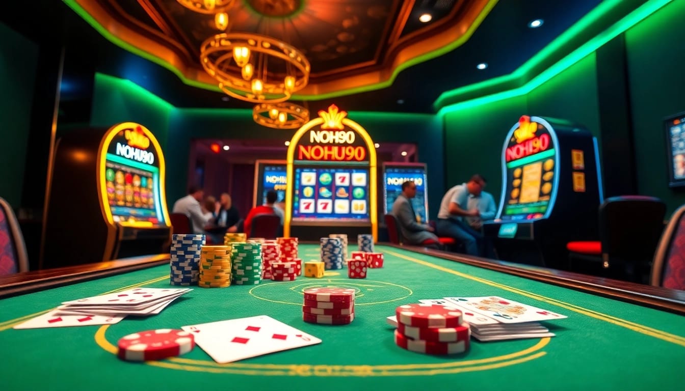 Engage in thrilling gaming at NOHU90's luxurious online casino setting.