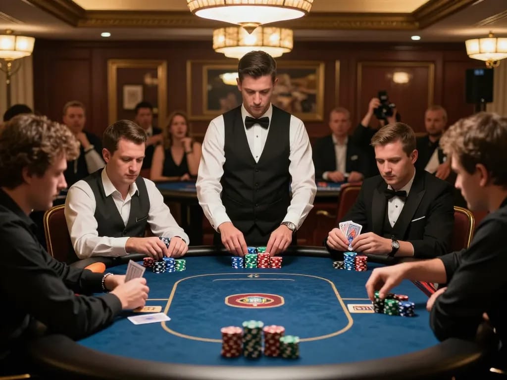High-stakes poker action at 88aa club, with players focused on game strategy and colorful chips.