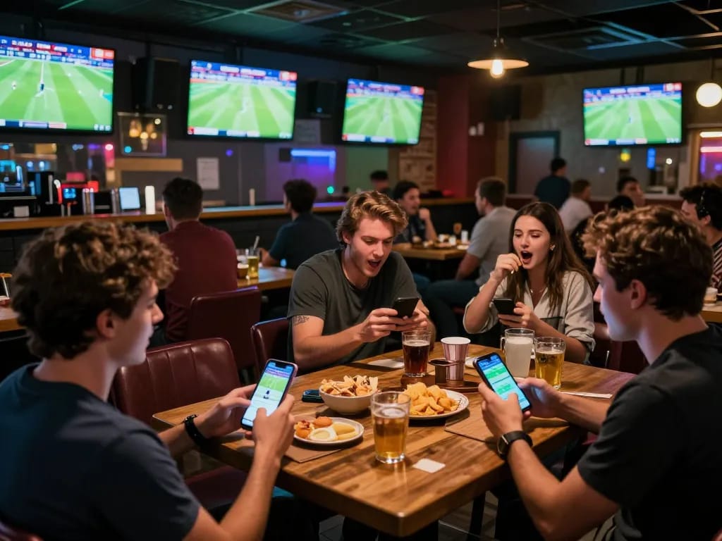 Experience the thrill of sports betting at tylebongda, with enthusiasts engaged in live discussions and app usage.