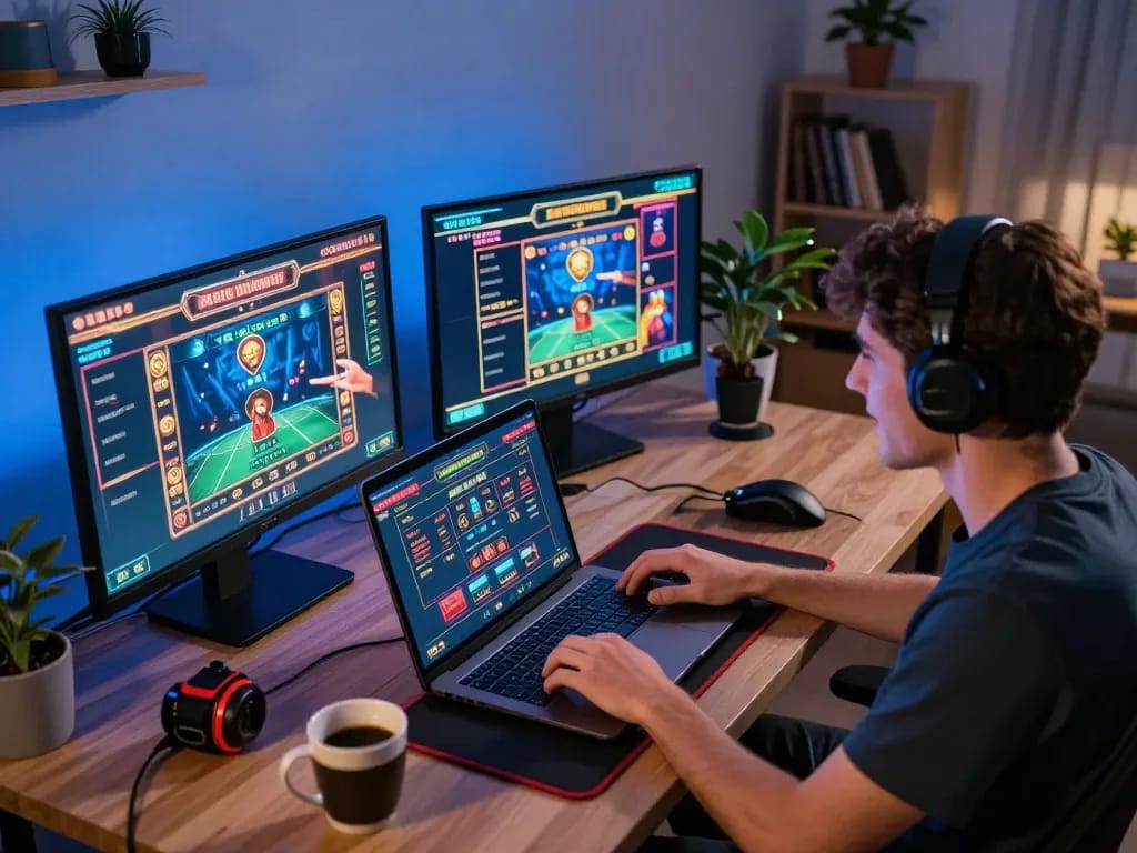 Player engaging with online games at xo88 with dynamic graphics, showcasing thrilling betting moments in a cozy setting.