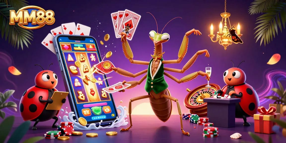 Engage with MM88's vibrant casino scene featuring unique characters and dynamic gaming elements.