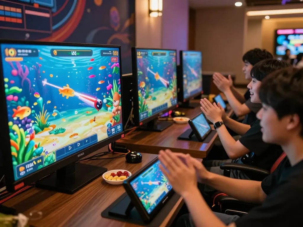 Players enjoying the thrilling fish shooting game at 8K8 online casino, showcasing exciting gameplay and immersive graphics.