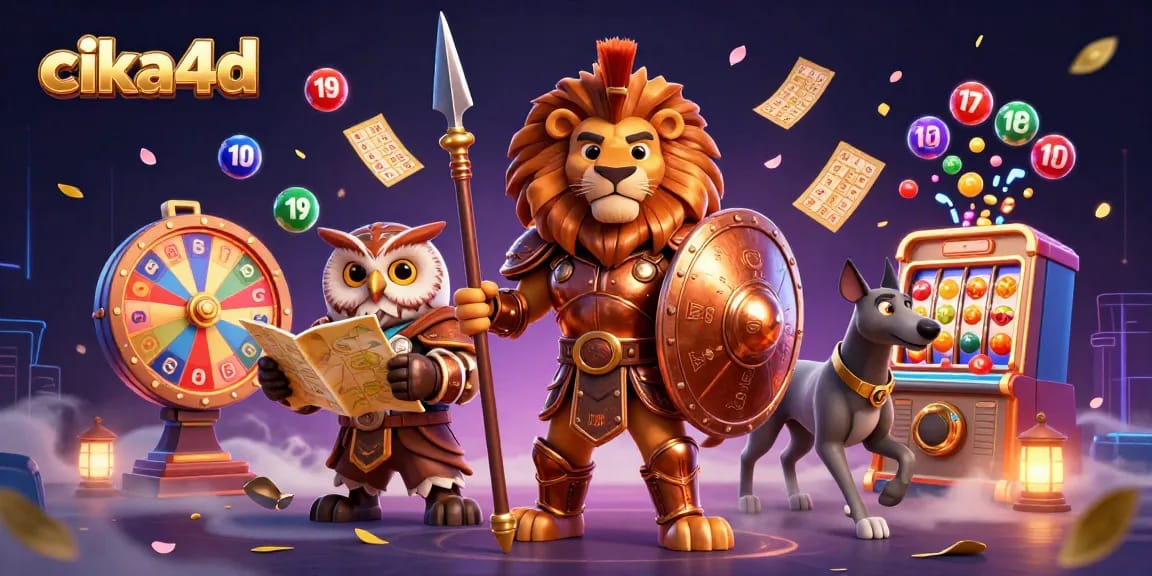 Experience thrill with cika4d as the Spartan lion commands the scene amid colorful lottery elements.
