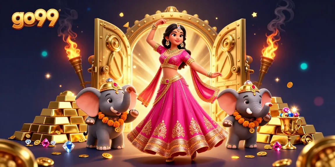 Experience thrilling games at go99 with dazzling gold artifacts and a vibrant casino scene.