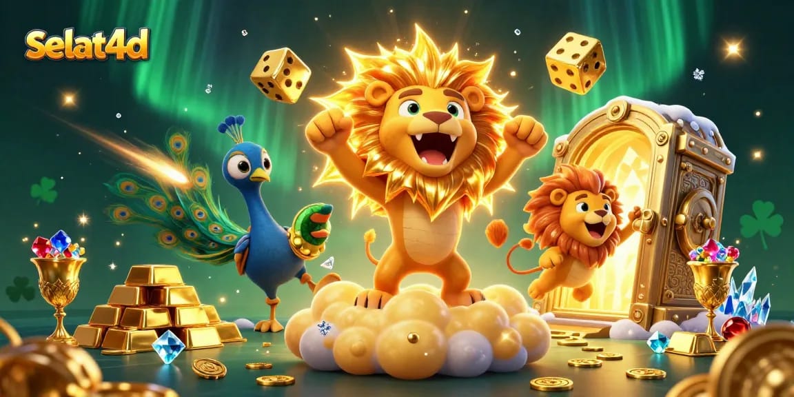 Engage in exhilarating gameplay at selat4d with a vibrant 3D casino scene filled with golden treasures.