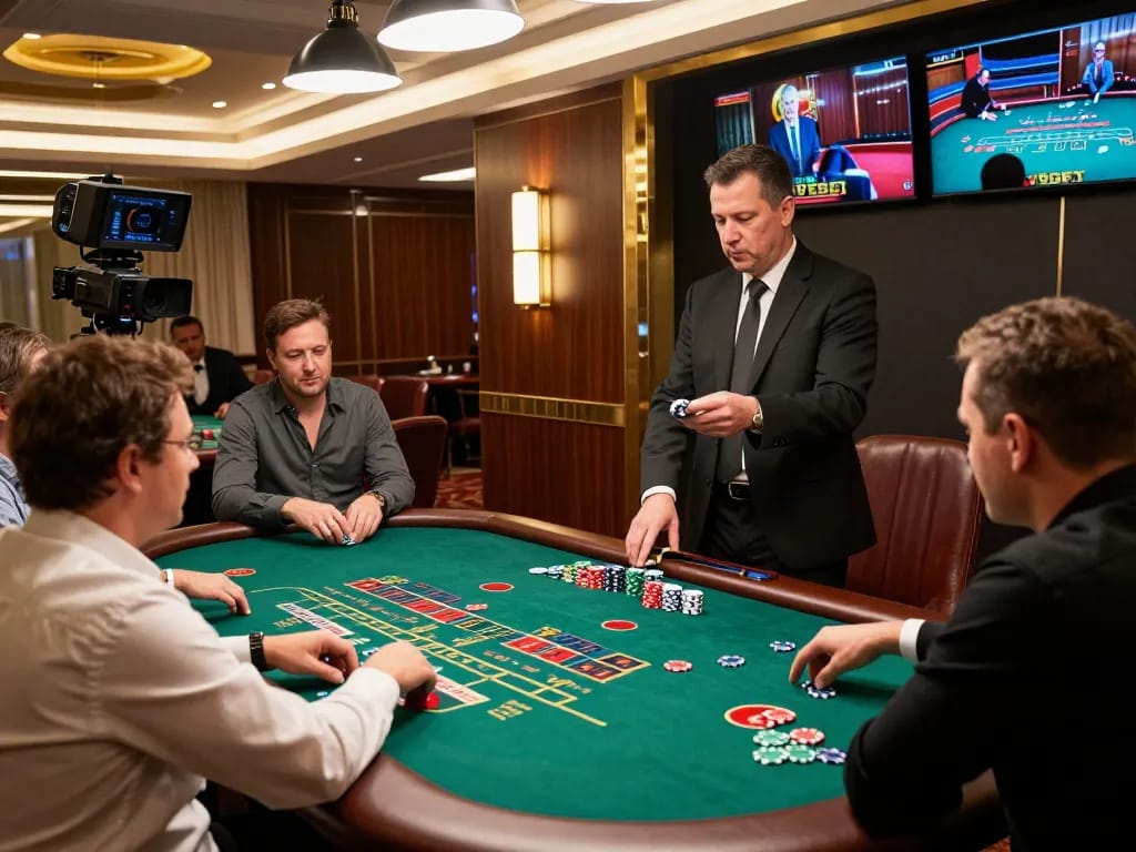 Players engaged in a live casino game at VSBET, showcasing excitement and professional gameplay.