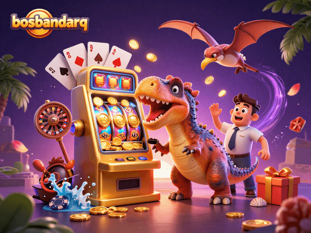 Experience the thrill of bosbandarq with a pachycephalosaurus jackpot win amid flying coins and vibrant gameplay elements.