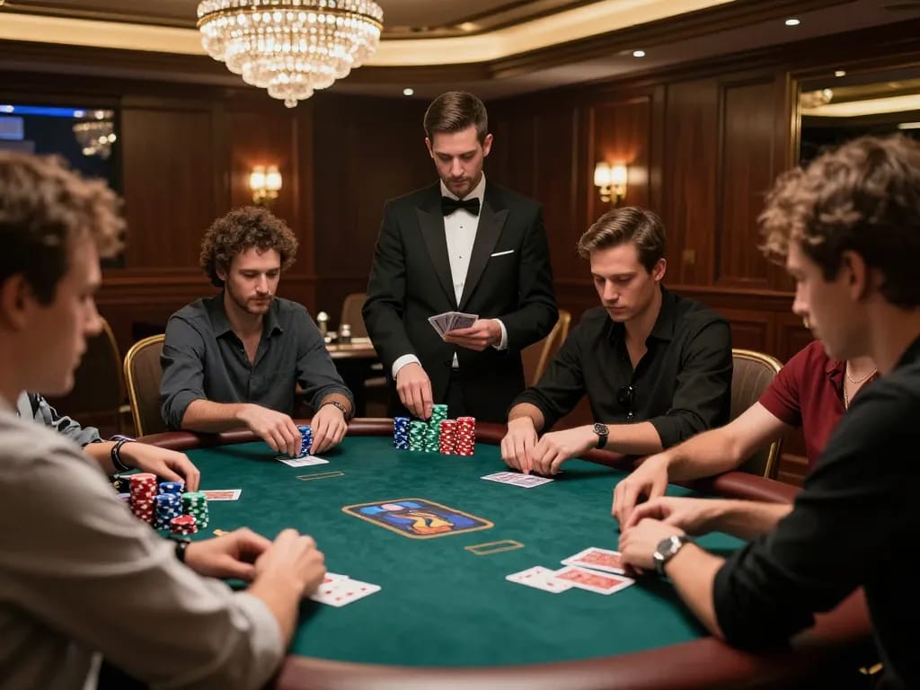 Watch intense gameplay at 88bet.zone poker table in a luxurious casino atmosphere.