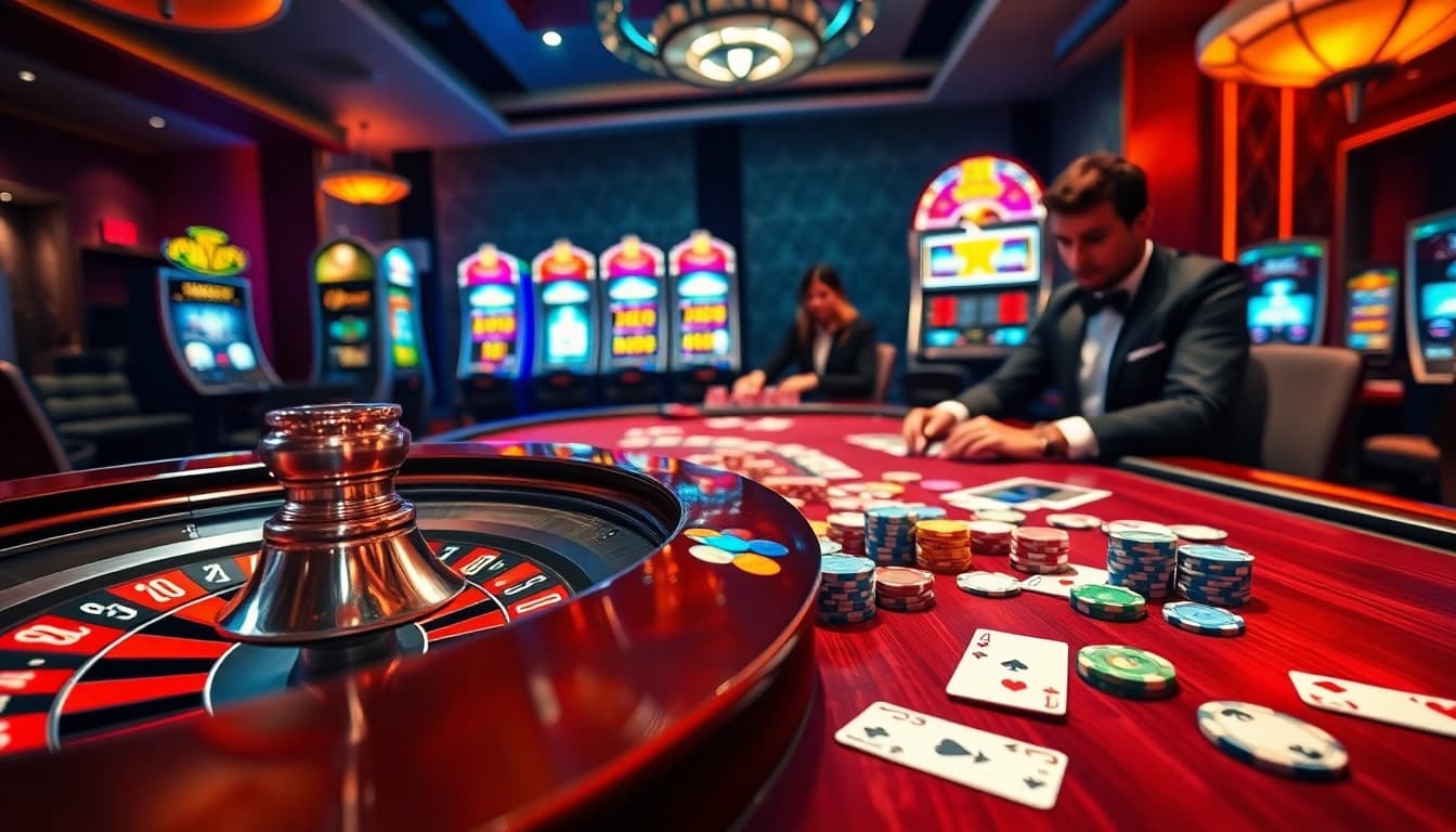 89bet casino players enjoying an exciting game of poker with vibrant chips and cards.
