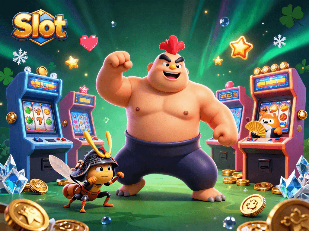 Experience thrilling Slot action with vibrant characters and gaming elements in this captivating scene.