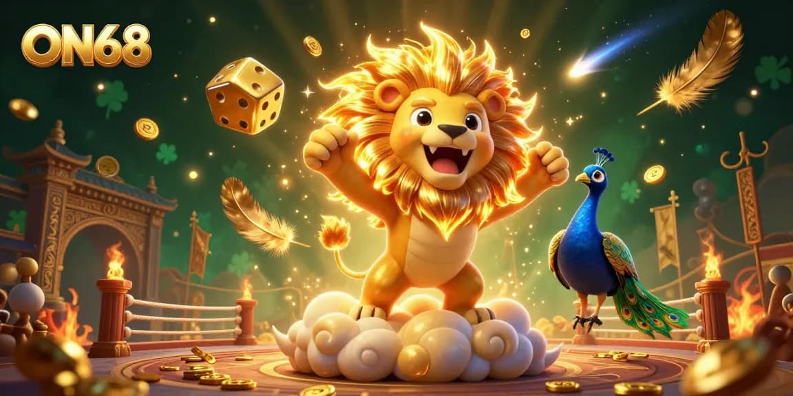 Experience thrilling rewards with ON68, where golden dice and vibrant casino elements come alive.