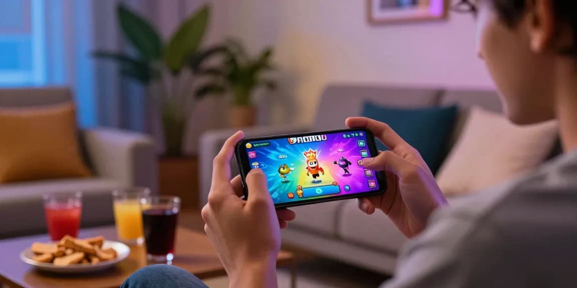 Playing online 3patti loot on a smartphone in a cozy home setup.