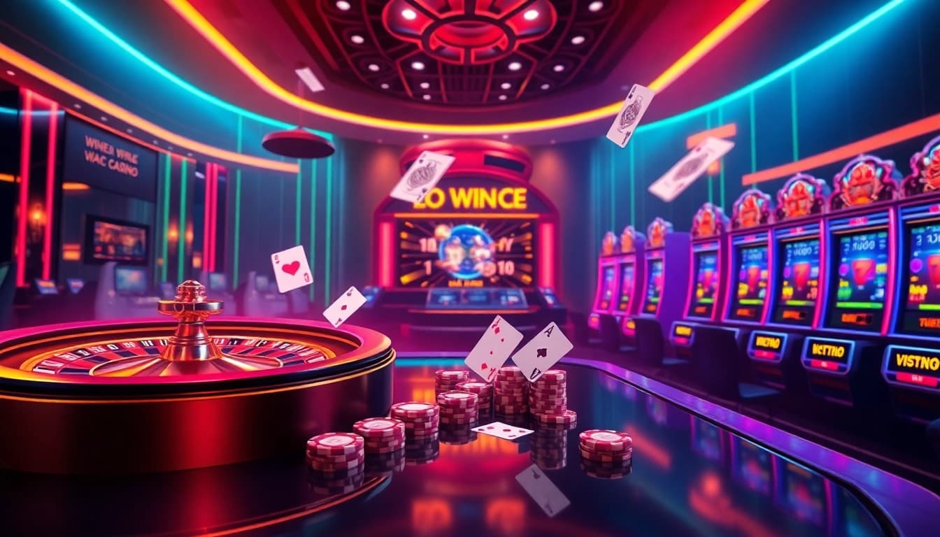 Lô Đề Trực Tuyến on an elegant online gambling interface showcasing virtual slot machines and a roulette wheel.