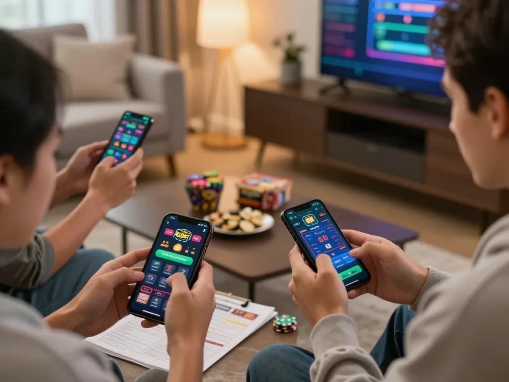 Engaging with the kubet mobile app while enjoying online casino gameplay in a cozy home setting