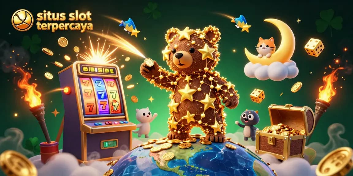 Spin and win with situs slot gacor terpercaya, featuring a vibrant 3D casino scene full of excitement.