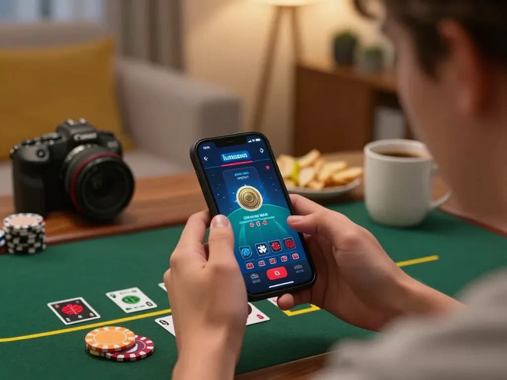 Player enjoying a live dealer game on 56WIN mobile app, focusing on strategies for winning.