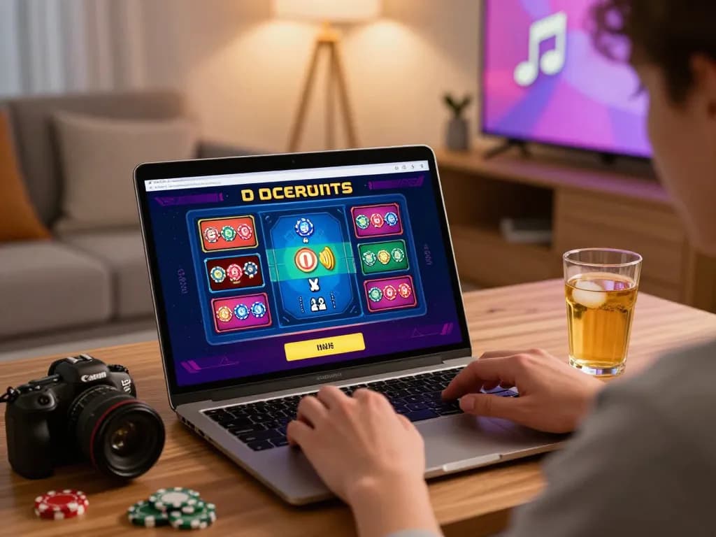 Engaged player at home using TR88 for online casino gaming experience.