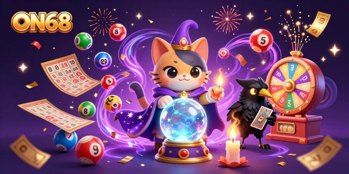 Experience thrilling jackpots and vibrant games at ON68 with this colorful casino illustration.