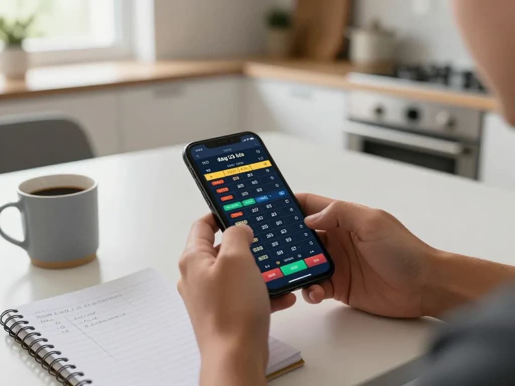 Engage in đánh lô đề online with a smartphone at home, showcasing casual betting strategy.
