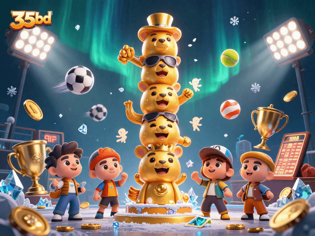 Engage with the excitement of 35bd sports betting in this vibrant, detailed 3D illustration.